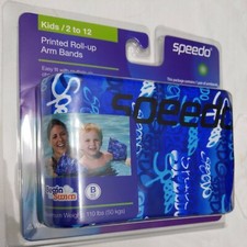 Speedo Printed Roll Up Arm Bands Flotation, Kids 2 to 12, Blue