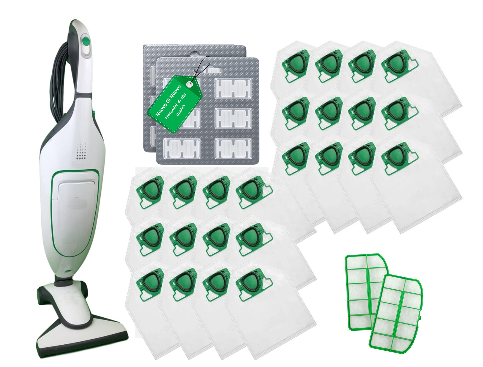 Kit 24 Sacchetti compatibili per Folletto VK200 MCS002B , 12 Profumi MCS009A, 2