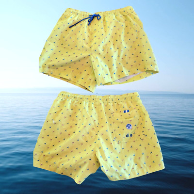 North Sails Board Shorts Martini Print Yellow Size Small Mens