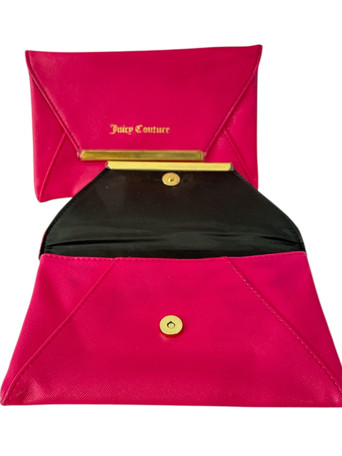 2X JUICY COUTURE Hot Pink Envelope Style Clutch Makeup Bag /Purse