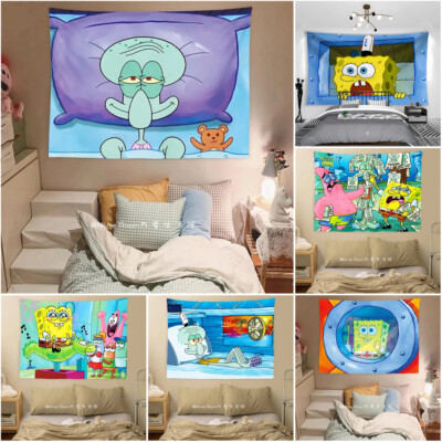 3D SpongeBob Schwammkopf Wandteppich Thaddäus Tentakel Wandbehang Hintergrund