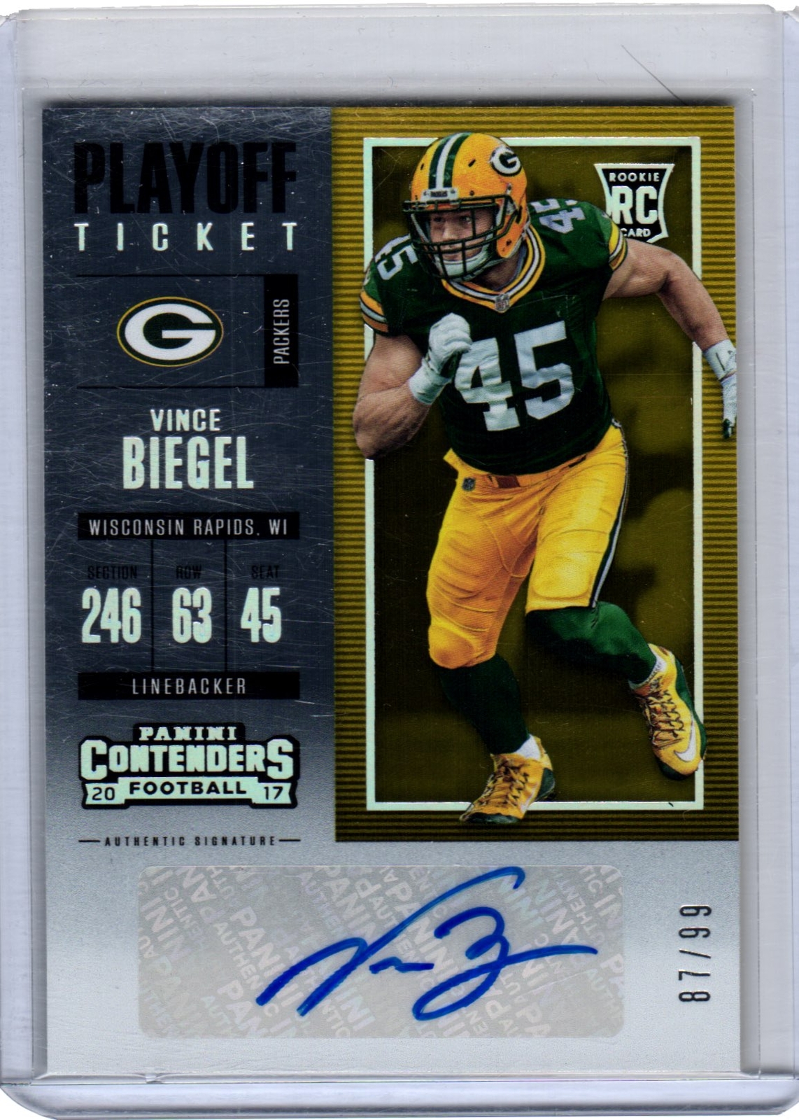 Vince Biegel Panini Contenders #217 Autograph