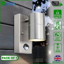 Image of PIR GU10 Outdoor Wall Downlight Stainless Steel Security Light IP44 Garden Lamp