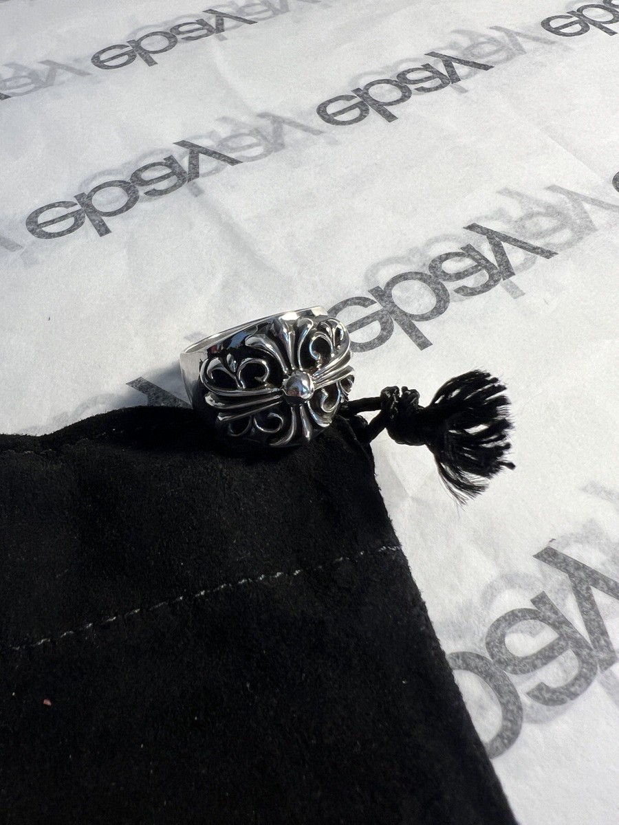 100% Authentic Chrome Hearts CH Cross Ring 925 Silver Size 12