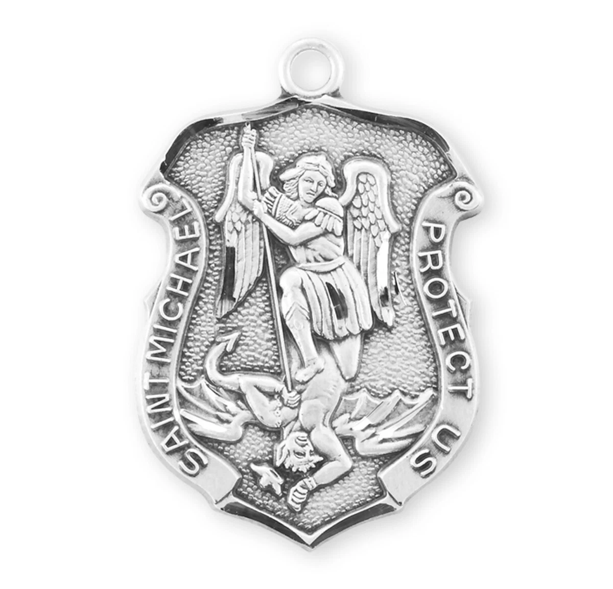 Sterling Silver St. Michael Badge medal pendant 1.2