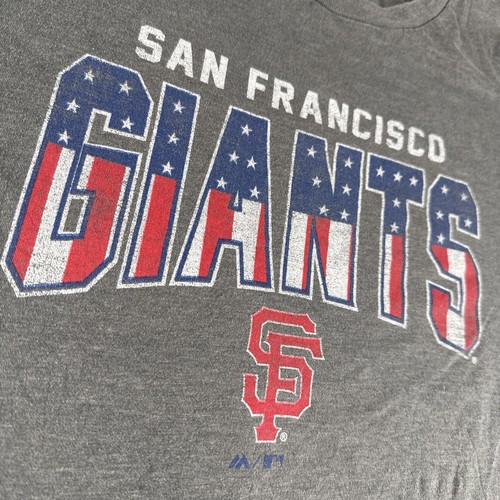 San Francisco Giants American Flag Majestic Gray T-Shirt Size Medium - Picture 3 of 7