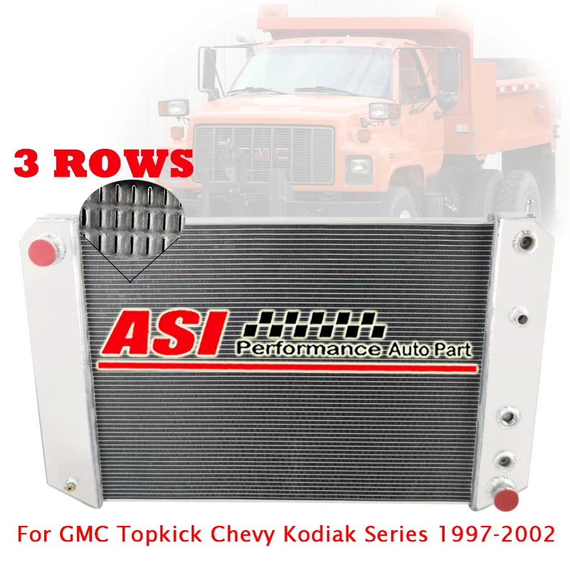 3 Rows Radiator For 97-02 Chevrolet C60 C70 Kodiak GMC Topkick 6.0L 6.6L 7.0L V8 Foto 3 de 4