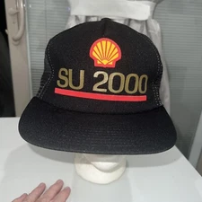 Shell Logo SV2000 Gold Red Yellow Black TruckerHat Cap Snapback Made in USA