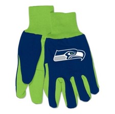 NFL Seattle Seahawks 2 Tone Non-Slip Utility Work Gloves by WinCraft Brand New