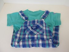 Vintage OshKosh B Gosh Plaid Overalls Short Romper Matching Shirt Size 4T USA
