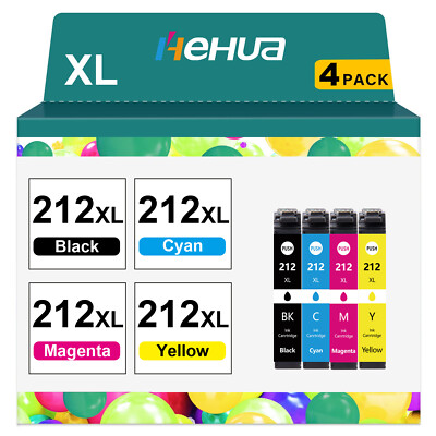 4x 212XL Ink Cartridges Replacement for Epson WorkForce WF-2830 WF-2850 XP-4100