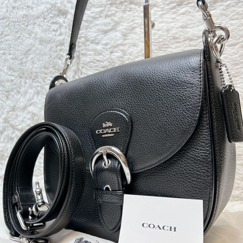 C-1  Coach Shoulder Bag 2Way Clio Silver Hardware Black