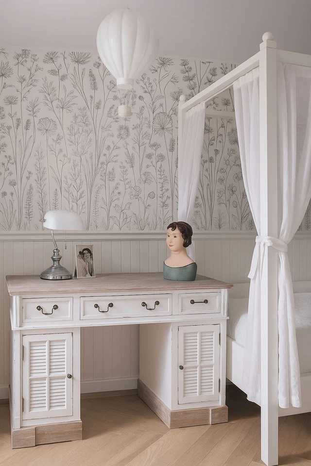 Vintage Schreibtisch Bürotisch Landhausstil Sekretär Holz Schubladen und Türen - Bild 2 von 4