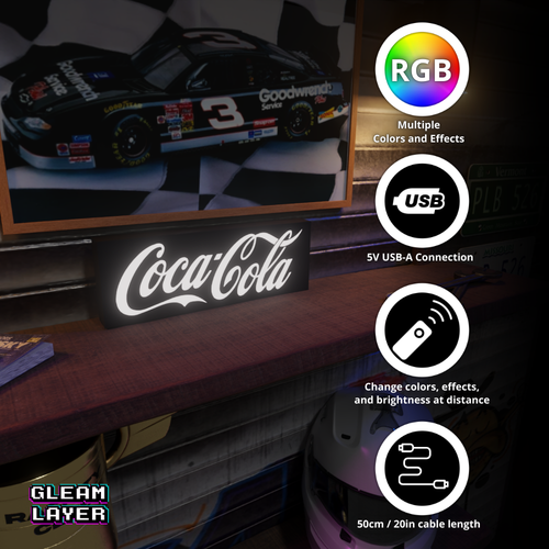 Coca-Cola Logo Led Light RGB Sign Lightbox - Picture 9 of 20