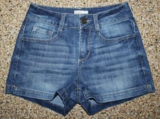 SO Stretch Jean Shorts Juniors Size 1 24W high rise hemmed cuffs EUC