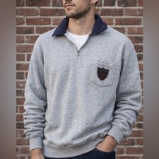 Vintage Polo Ralph Lauren Quarter Zip Fleece Sweatshirt Shield Crest Gray L