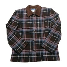 VTG Pendleton 100 Pure New Wool Women's Plaid Petite Jacket Sz 8 USA Pockets.