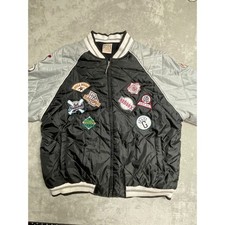 VTG Negro League Baseball Varsity Jacket Mens 2XL Black Gray NLBPA Team Patches