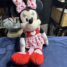 DISNEY Large Minnie Mouse Pink Red Hearts Valentine Plush Doll 20" H.