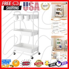 Elegant Multi-Functional Rolling Utility Cart with Extra Hanging Cups  Handles
