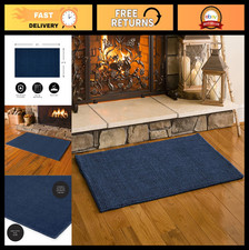 Fireproof Hearth Rug 2x3'6"  Navy Wool Blend Fireplace Mat  Fire Resistant Hea