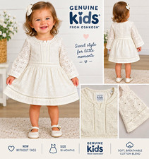 Genuine Kids from OshKosh Girls White Eyelet A-Line Dress 12-18M