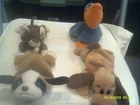 Vtg. Ty Beanie Babies-Bones, Pounce, Scoop, Bernie-TUSH tags-LOT C
