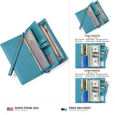 SENDEFN Women's Wallet Large Capacity RFID Blocking Leather Wallets Credit Ca...