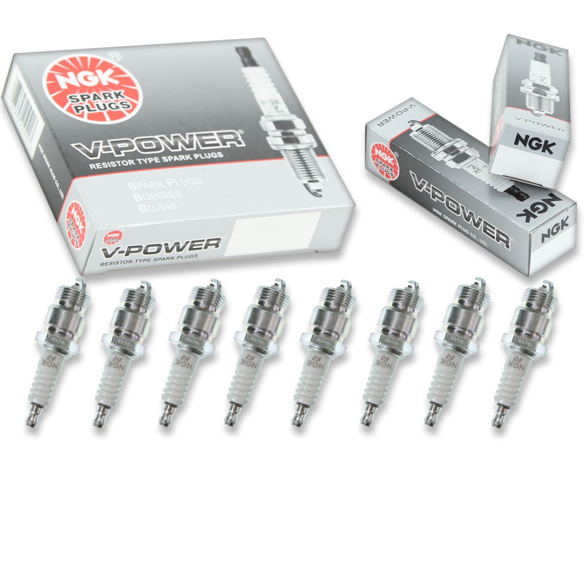 8 pcs NGK V-Power Spark Plugs for 1968-1974 Ford E-200 Econoline 5.0L V8 ez