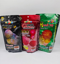 Okiko Cichlid Flowerhorn Fish Food Head Up Hunch Platinum Set M Pellet 3 x 100g