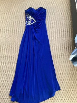 Shimmer by Bari Jay Blue Strapless Formal Dress Size 4 Embellished with Beading