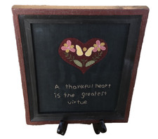   A Thankful Heart is the Greatest Virtue  Hand Stitched Art Farmhouse Decor