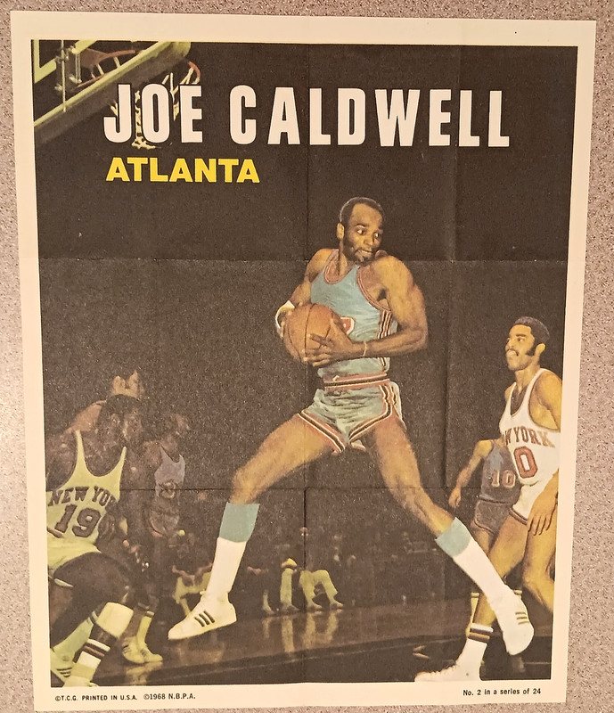 Vintage 1968 JOE CALDWELL Topps Basketball POSTER Atlanta St Louis Hawks NBA