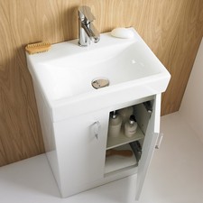Nuie Checkers White Floor Standing Vanity Unit Basin 450mm Wide 1 Tap Hole
