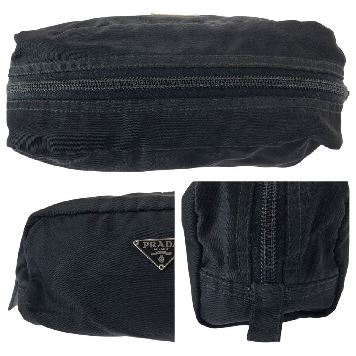 PRADA Tessuto Triangular Logo Nylon Cosmetic Pouc… - image 5