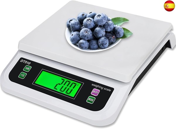 Báscula de Cocina Digital 30kg/66lb Grande bascula de Cocina con Pantalla LCD 