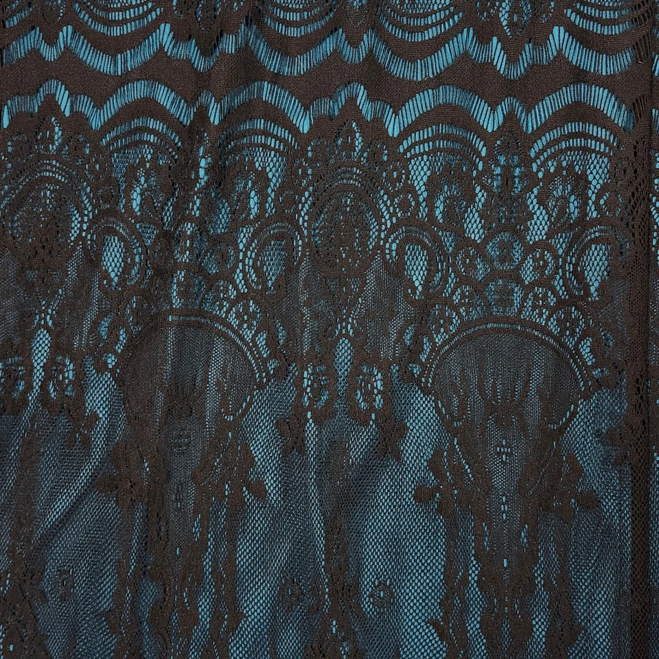 Lane Bryant Teal Blue Black Lace V Neck Ruched Sheath Dress Womens 24 Whimsygoth - Image 4 of 4