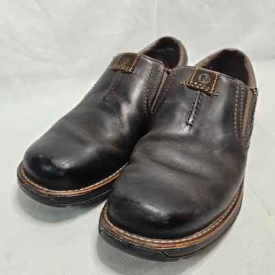 MERRELL Realm Moc Slip-On Casual Shoes Brown Leather Men's Size 8