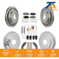Coat Disc Brake Rotors Semi-Metallic Pad Drum Front Rear Kit (7Pc) For Honda Fit