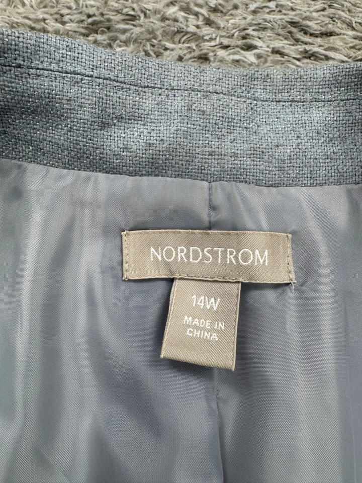 Blazer Nordstrom Mujer 14 W Gris Seda Reiss Sauce Un Botón Chaqueta de Carrera Foto 3 de 4