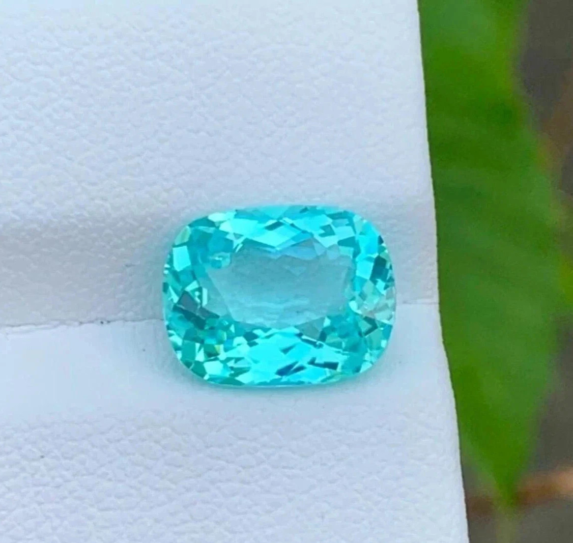 10 Ct+ Certified Natural Neon Blue  Paraiba Tourmaline Cushion Cut Gemstone