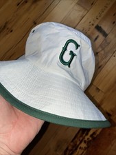 Zephyr S aerolite widebrim bucket hat with drawstring white w/green G & Trim NWT