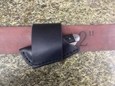 Leather Folding Knife Sheath Horizontal Mini Trapper Canoe Size (Sheath Only)