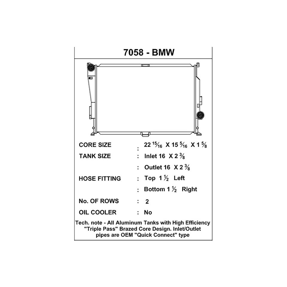 Radiador de repuesto CSF 7058 Performance aluminio OEM para BMW M3 2001-2006 3,2 L Foto 4 de 4