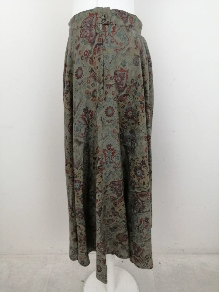 Max Mara Women's Circular Skirt Size 16 Khaki Wool Blend Pockets Floral Used F1 - Image 3 of 4