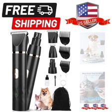 3 in 1 Small Dog Grooming Kit, 2 Speed Rechargeable Dogs Hair Clippers with G...
