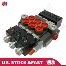 3 Spool Solenoid 12V DC Hydraulic Control Valve Double Acting 13 GPM 3600 PSI
