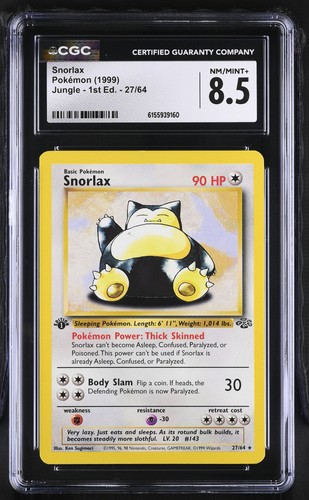 Snorlax (1st Edition) graded CGC 8.5 for sale on eBay