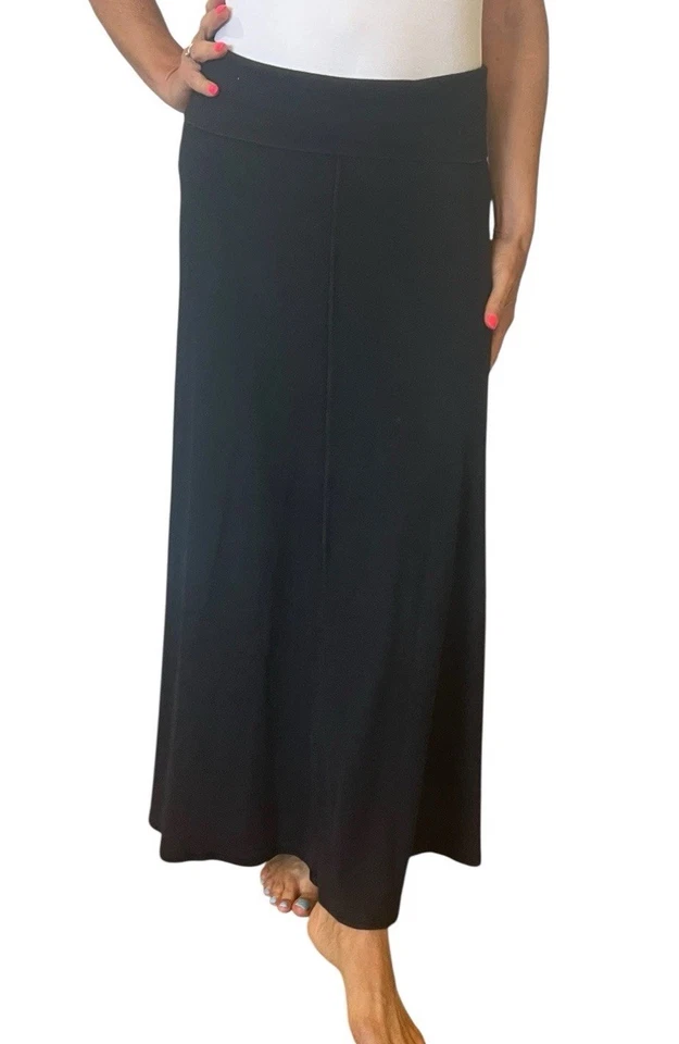 Falda larga enrollable acanalada Hard Tail Forever negra CS-56 para mujer Foto 2 de 4