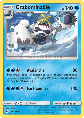 Crabominable 043/149 Sun & Moon Pokemon Card NM Reverse Holo | eBay